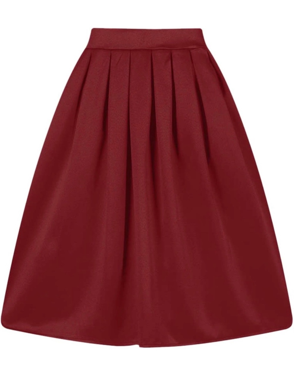 Women’s High-Waist Pleated Midi Skirt - Burgundy